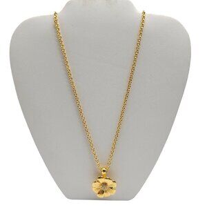 Joan Rivers Gold Tone Flower Pendant Necklace With Clear Rhinestones Dahlia